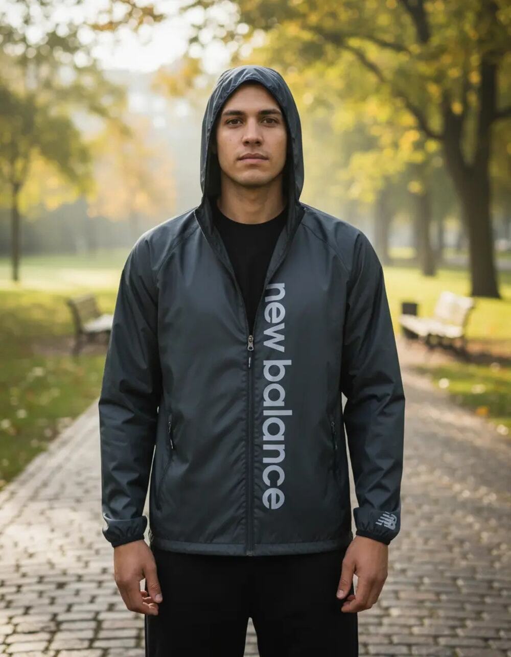 NWT New Balance Lightweight Impact Run Men's Jacket - Waterproof in Black sz L